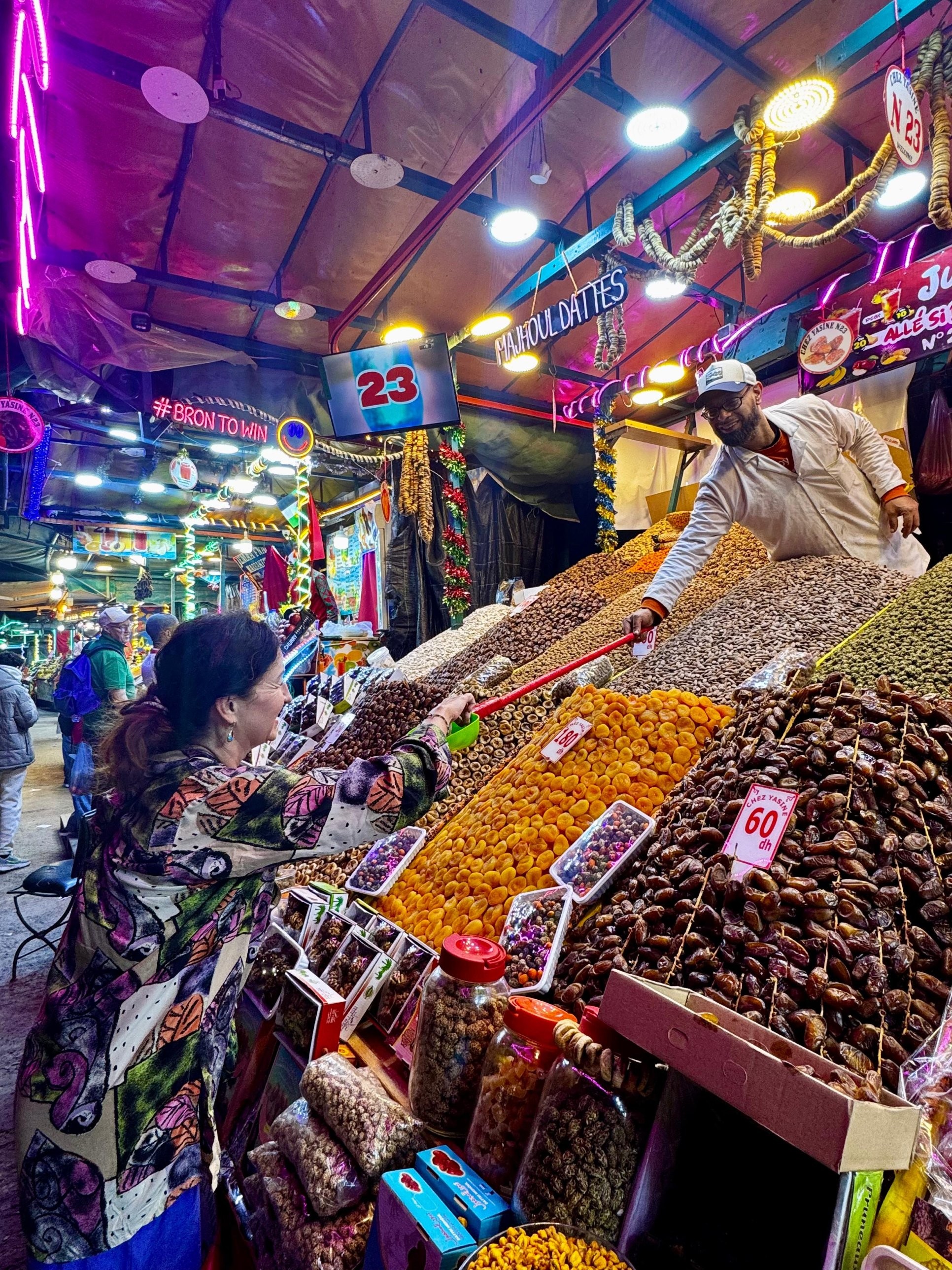 Colorful souk spices and dried fruit